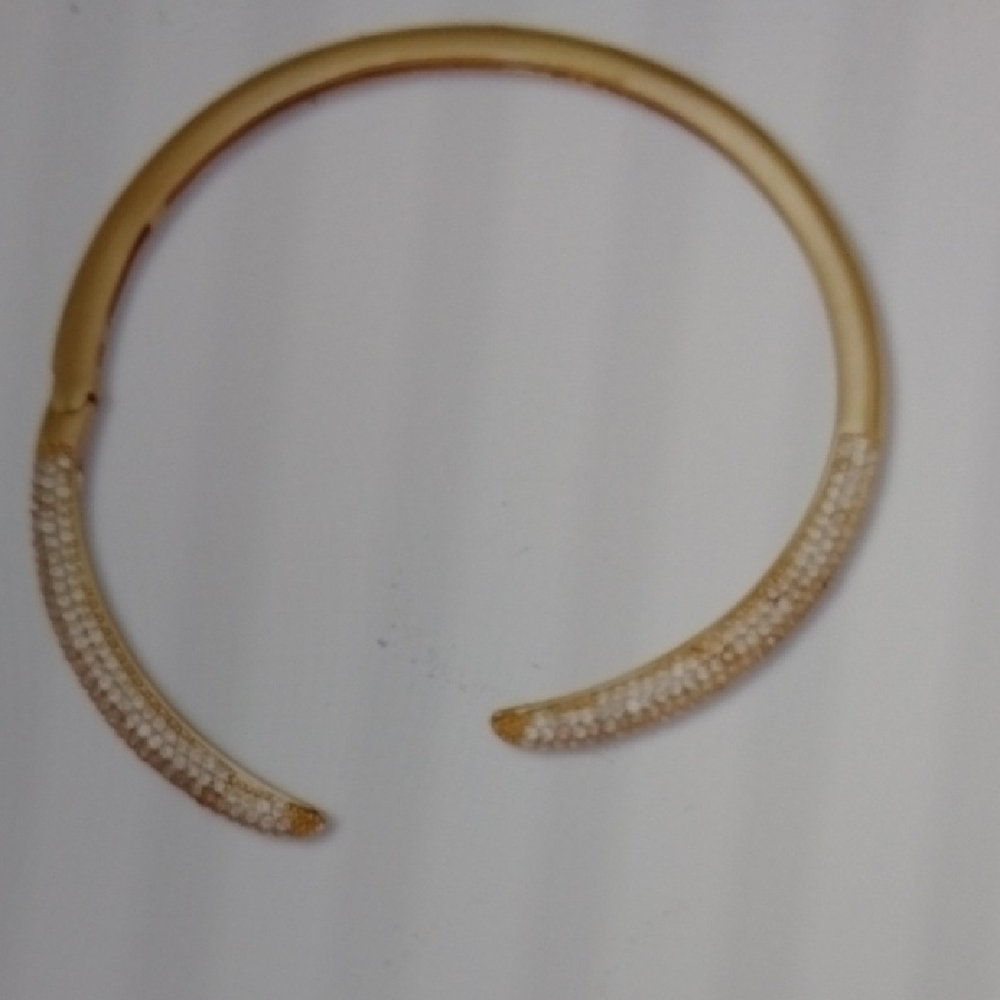 CZ Crystal Cuff Bangle Open Class Yellow Gold Tone Sleek 7-in NWT - Picture 3 of 6